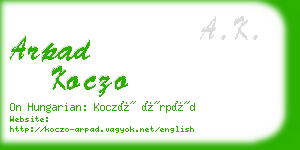 arpad koczo business card